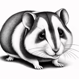 a black and white drawing of a small rat