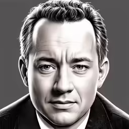 a drawing of a man with a smirk on his face