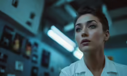 a woman wearing a white shirt is posing in the middle of a room