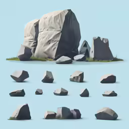 a rock set is shown with several different angles