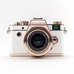 a small digital camera with a shiny silver lens