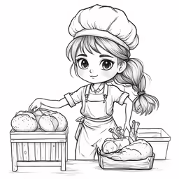 a girl cooking in the kitchen and holding a knife