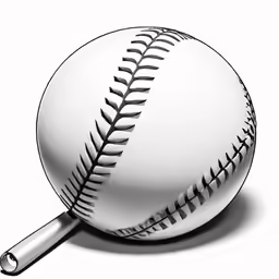 a baseball with a metal bat on the back