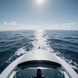 the front view of a boat on the water