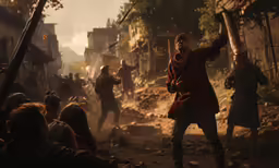 an action scene of some people in the street