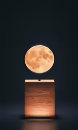 a moon lamp made out of wooden material