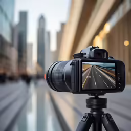 a person taking a picture of a road