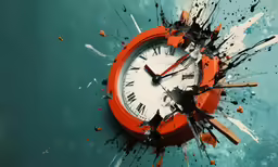 a clock surrounded by paint and nails