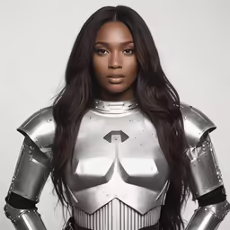 a beautiful woman wearing a suit and leathers