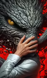 the demon monster and his wife face to face in this image