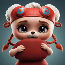 a digital painting of a little girl with big eyes