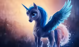a picture of a very cute blue pony