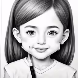 a cartoon character in black and white with a pen