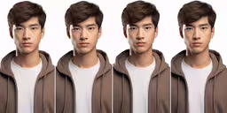a man is shown from different angles with three images,a series of four identical images showing how a young man