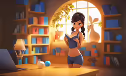 an image of a female in underwear in front of a computer
