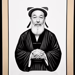 a portrait of a monk with a white beard