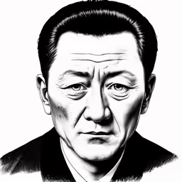 a drawing of an older man with brown eyes