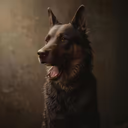 a black and brown dog with a smile on his face
