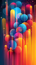 a colorful illustration with a lot of bubbles,