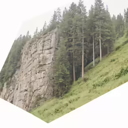 an image of trees and a hill on a cloudy day