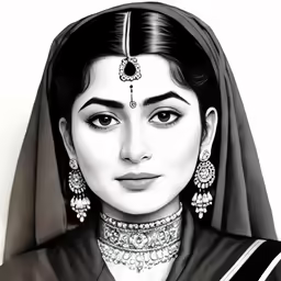 an image of a woman in a black and white image