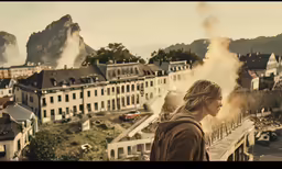 woman with ponytail standing by the side of a building in the city