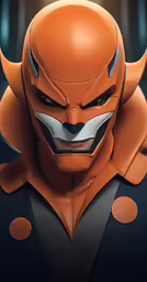 the face of an anime character with horns on his head