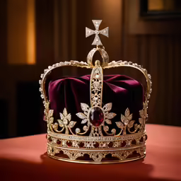 a crown sits on top of a table