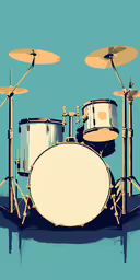 a drum and cyl set on top of a blue background,a drum and cyl on a light blue background