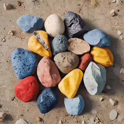 there are many different colored rocks that look like they are on the ground