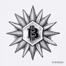 a starburst with a bitcoin symbol on it