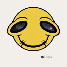 an image of a smiley face in yellow,an image of a yellow smiley face with black eyes