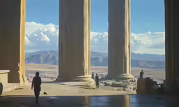 the pillars and pillars in an abandoned city