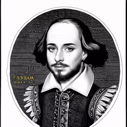 a close up of a drawing of a man with long hair