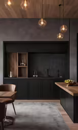 an empty modern kitchen with wooden flooring