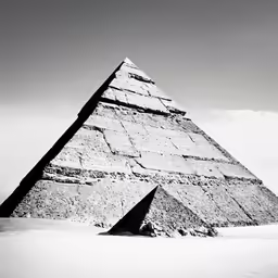 an old pyramid stands in the snow