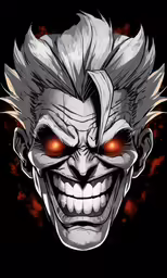 a creepy demonic face with red eyes