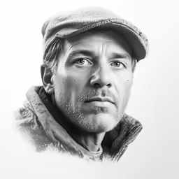 a man wearing a cap looks over his shoulder