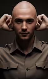a young man adjusts his hair on top of his head