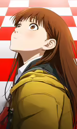 a person with long hair in an anime outfit