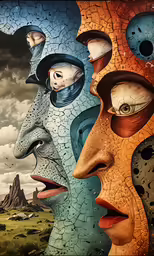 a woman is staring to another woman wearing a helmet
