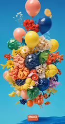a bunch of balloons flying up in the air