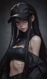 an artful photograph of a young woman wearing black clothes and a hat