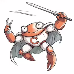 an orange cartoon character with a sword