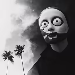 an image of a man with his face painted like an evil mask