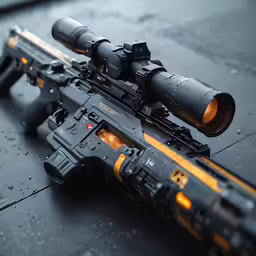 a gun with an illuminated sight and night visione scope