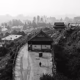 a view from an overlook point over an asian village