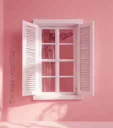 the image is of an open window with blinds on it