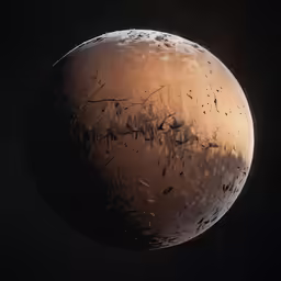 a close up of a planet on a dark background