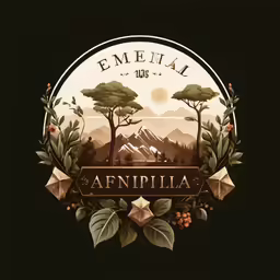 a poster of a mountain scene on a dark background